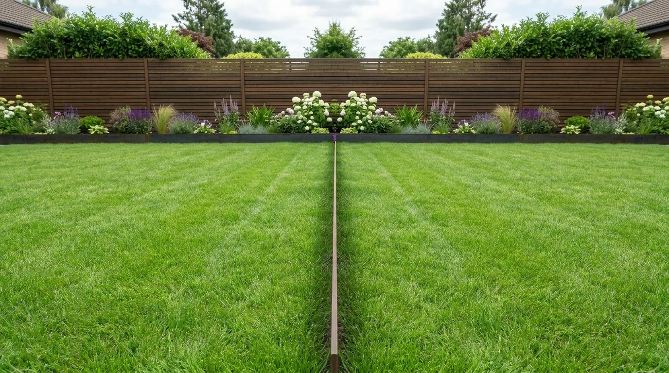 Wooden log border defining a compact flower bed with rustic charm.